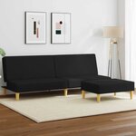 vidaXL Canapé-lit à 2 places avec repose-pied noir tissu