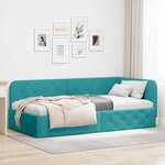 vidaXL Cadre de lit d'angle Turquoise 90 x 190 cm Velours