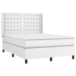 vidaXL Sommier à lattes de lit matelas LED Blanc 140x190 cm Similicuir