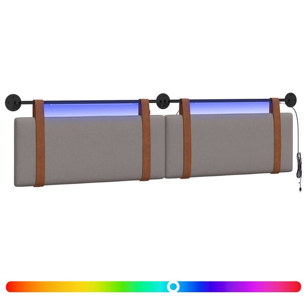 vidaXL Tête de lit suspendue Avec lumière LED Taupe PU antique