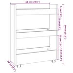 vidaXL Chariot de rangement étroit 3 niveaux gris béton