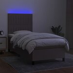 vidaXL Sommier à lattes de lit et matelas et LED Taupe 90x190 cm Tissu
