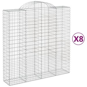 vidaXL Paniers à gabions arqués 8 Pièces 200x50x200/220 cm Fer galvanisé