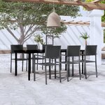 vidaXL Ensemble à manger de jardin 7 Pièces Noir