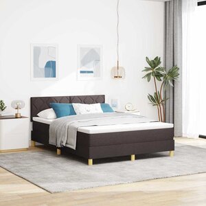 vidaXL Lit à ressorts avec matelas Marron foncé 160 x 200 cm tissu