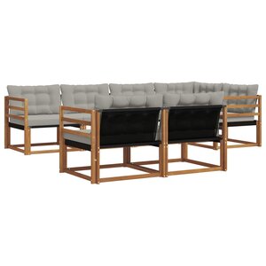 vidaXL Ensemble de canapés d'extérieur 7 pc Naturel et gris clair