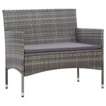 vidaXL Salon de jardin 4 Pièces avec coussins résine tressée gris