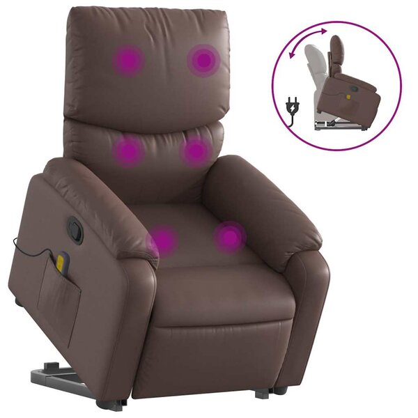 vidaXL Fauteuil inclinable de massage Marron Similicuir