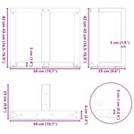 vidaXL Pieds de table basse en T  2 pièces  anthracite  50 x 25 x (42-43) cm  acier