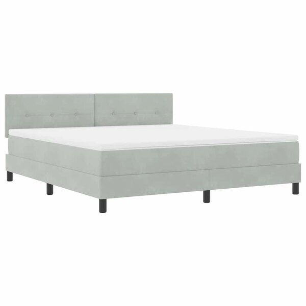 vidaXL Lit à ressort LED avec matelas Gris clair 180 x 200 cm Velours