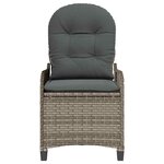 vidaXL Fauteuil inclinable avec coussin Gris 56 x 66 x 95 cm polyrotin