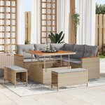 vidaXL Ensemble de canapé de jardin 8 Pièces Beige polyrotin