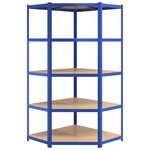 vidaXL Étagères à 5 niveaux 5 Pièces Bleu Acier et bois d'ingénierie
