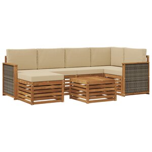vidaXL Ensemble de canapés d'extérieur 6 pc Naturel