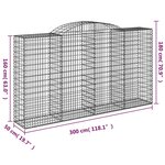 vidaXL Paniers à gabions arqués 4 Pièces 300x50x160/180 cm fer galvanisé
