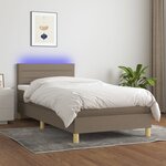 vidaXL Sommier à lattes de lit avec matelas LED Taupe 90x200 cm Tissu