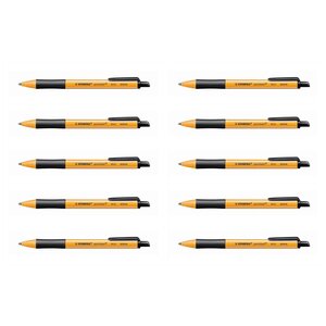 Stylo bille rétractable pointball tracé 0 5 mm noir x 10 stabilo