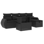vidaXL Salon de jardin 6 Pièces avec coussins noir résine tressée