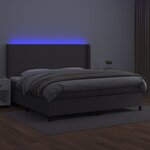 vidaXL Sommier à lattes de lit matelas LED Gris 200x200 cm Similicuir