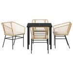 vidaXL Ensemble de salle à manger de jardin 5 pièces avec coussins en poly rotin marron