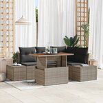 vidaXL Ensemble de canapé de jardin avec coussin 5 Pièces Gris  Marron