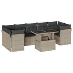 vidaXL Salon de jardin 8 Pièces avec coussins gris clair résine tressée
