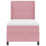 Lit Box Spring vidaXL avec Matelas et LED Rose 90x200 cm Velours