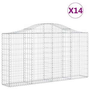 vidaXL Paniers à gabions arqués 14 Pièces 200x30x100/120 cm Fer galvanisé