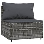 vidaXL Canapés centraux de jardin et coussins 2Pièces Gris Résine tressée