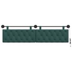 vidaXL Tête de lit suspendue Avec lumière LED Vert foncé Tissu