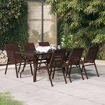 vidaXL Ensemble à manger de jardin 7 Pièces Marron et noir