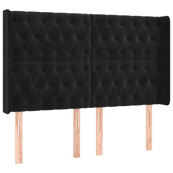 vidaXL Tête de lit avec oreilles Noir 163x16x118/128 cm Velours