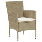 vidaXL Ensemble à manger de jardin et coussins 7 Pièces Poly rotin Beige