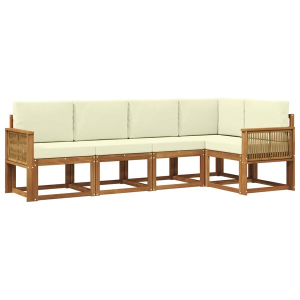 vidaXL Ensemble de canapés d'extérieur 5 pc Naturel et Crème Polyester