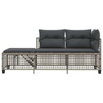 vidaXL Salon de jardin d'angle avec coussins 3 Pièces gris résine tressée