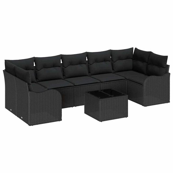 vidaXL Ensemble de canapé de jardin 8 Pièces Noir 55 x 55 x 37 cm