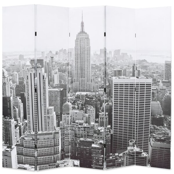 vidaXL Cloison de séparation pliable 200x170 cm New York Noir et blanc