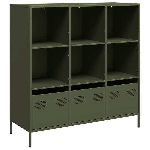 vidaXL Buffet haut vert olive 101 5x39x103 5 cm acier
