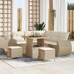 vidaXL Ensemble de canapé de jardin 8 Pièces Beige polyrotin