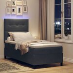 vidaXL Lit à ressort LED avec matelas Gris foncé 80 x 200 cm Velours