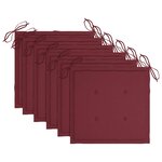 vidaXL Chaises de jardin coussins rouge bordeaux lot de 6 Teck massif