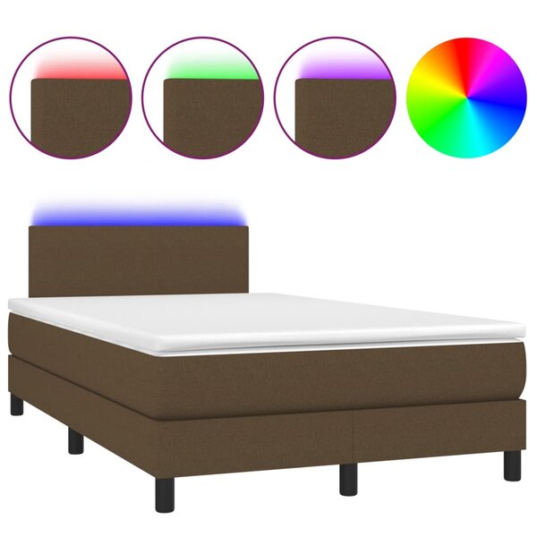 vidaXL Sommier à lattes de lit matelas et LED marron foncé 120x190 cm