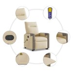 vidaXL Fauteuil inclinable de massage Crème Tissu
