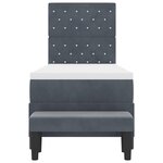 vidaXL Lit à ressort avec matelas et banc gris foncé 80x200 cm velours