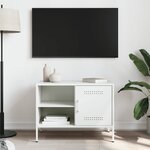 vidaXL Meuble TV blanc 68x39x50 5 cm acier