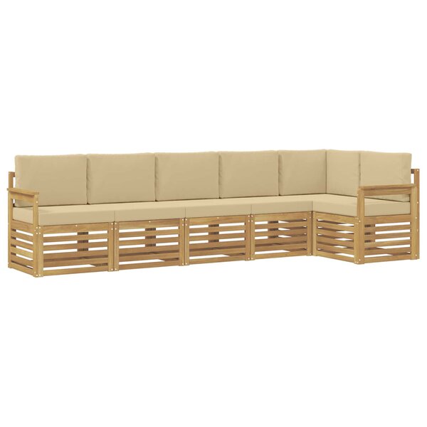 vidaXL Ensemble de canapés d'extérieur 6 pc Blanc et Beige Polyester