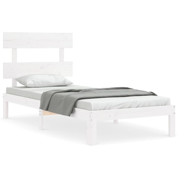 vidaXL Cadre de lit avec tête de lit blanc simple bois massif