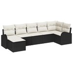 vidaXL Ensemble de sofa de jardin 7 pièces avec coussins en poly rotin noir