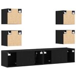 vidaXL Meuble TV 6 Pièces Noir 160 x 30 x 30 cm Bois d'ingénierie