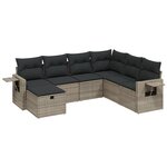 vidaXL Salon de jardin avec coussins 7 Pièces gris résine tressée